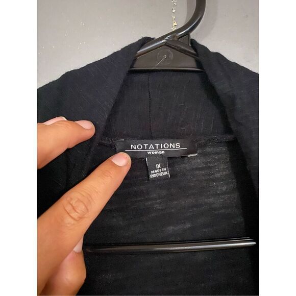 Notations Black Multicolored Cardigan Built In Tank 3/4 Sleeve Size 1X - Picture 3 of 6